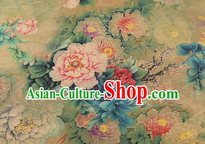 Chinese Qipao Dress Satin Fabric Classical Peony Pattern Silk Drapery Traditional Light Green Brocade Chinese Qipao Dress Satin Fabric Classical Peony Pattern Silk Drapery Traditional Light Green Brocade