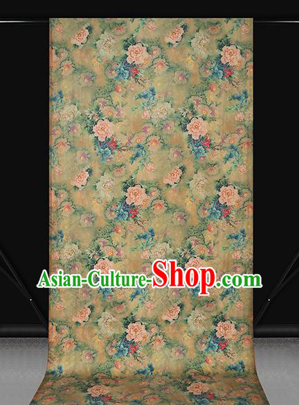Chinese Qipao Dress Satin Fabric Classical Peony Pattern Silk Drapery Traditional Light Green Brocade Chinese Qipao Dress Satin Fabric Classical Peony Pattern Silk Drapery Traditional Light Green Brocade