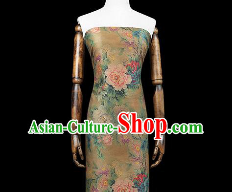 Chinese Qipao Dress Satin Fabric Classical Peony Pattern Silk Drapery Traditional Light Green Brocade Chinese Qipao Dress Satin Fabric Classical Peony Pattern Silk Drapery Traditional Light Green Brocade