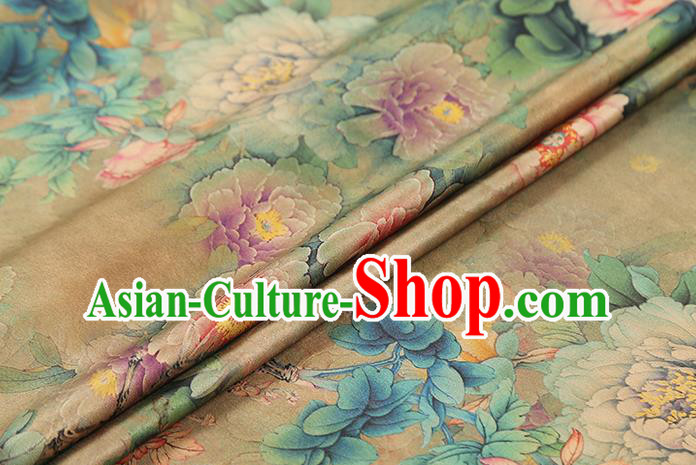 Chinese Qipao Dress Satin Fabric Classical Peony Pattern Silk Drapery Traditional Light Green Brocade Chinese Qipao Dress Satin Fabric Classical Peony Pattern Silk Drapery Traditional Light Green Brocade