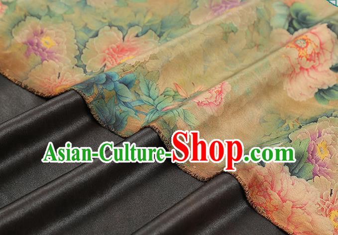 Chinese Qipao Dress Satin Fabric Classical Peony Pattern Silk Drapery Traditional Light Green Brocade Chinese Qipao Dress Satin Fabric Classical Peony Pattern Silk Drapery Traditional Light Green Brocade