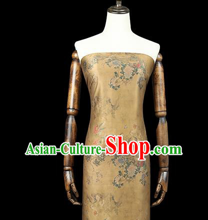 Chinese Classical Chrysanthemum Pattern Yellow Silk Drapery Traditional Qipao Dress Brocade Satin Fabric Chinese Classical Chrysanthemum Pattern Yellow Silk Drapery Traditional Qipao Dress Brocade Satin Fabric