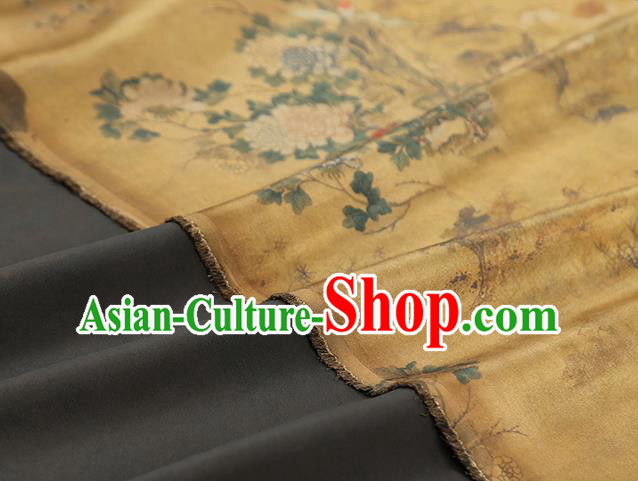 Chinese Classical Chrysanthemum Pattern Yellow Silk Drapery Traditional Qipao Dress Brocade Satin Fabric Chinese Classical Chrysanthemum Pattern Yellow Silk Drapery Traditional Qipao Dress Brocade Satin Fabric