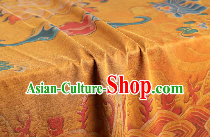 China Traditional Printing Peony Bat Silk Fabric Cheongsam Drapery Classical Yellow Gambiered Guangdong Gauze China Traditional Printing Peony Bat Silk Fabric Cheongsam Drapery Classical Yellow Gambiered Guangdong Gauze