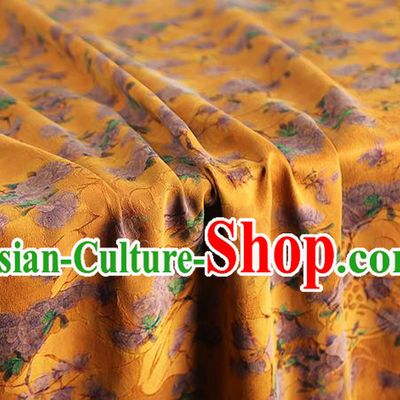 Chinese Classical Pear Blossom Pattern Silk Drapery Qipao Dress Gambiered Guangdong Gauze Traditional Golden Brocade Fabric