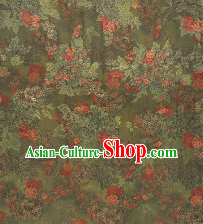 Chinese Qipao Dress Green Gambiered Guangdong Gauze Traditional Brocade Fabric Classical Jacquard Silk Drapery Chinese Qipao Dress Green Gambiered Guangdong Gauze Traditional Brocade Fabric Classical Jacquard Silk Drapery