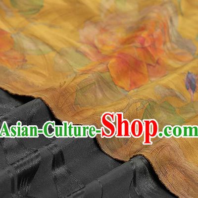 Chinese Classical Jacquard Yellow Silk Drapery Qipao Dress Gambiered Guangdong Gauze Traditional Brocade Fabric