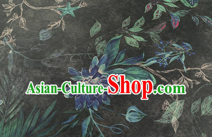 Chinese Classical Epiphyllum Pattern Black Silk Drapery Traditional Brocade Fabric Qipao Dress Satin Chinese Classical Epiphyllum Pattern Black Silk Drapery Traditional Brocade Fabric Qipao Dress Satin