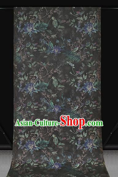 Chinese Classical Epiphyllum Pattern Black Silk Drapery Traditional Brocade Fabric Qipao Dress Satin Chinese Classical Epiphyllum Pattern Black Silk Drapery Traditional Brocade Fabric Qipao Dress Satin