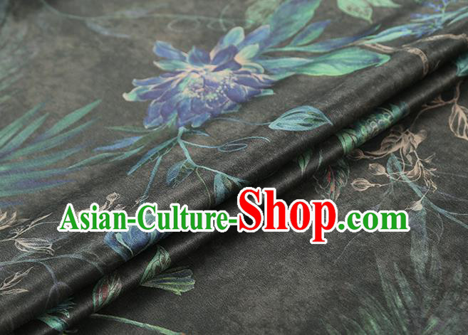 Chinese Classical Epiphyllum Pattern Black Silk Drapery Traditional Brocade Fabric Qipao Dress Satin Chinese Classical Epiphyllum Pattern Black Silk Drapery Traditional Brocade Fabric Qipao Dress Satin