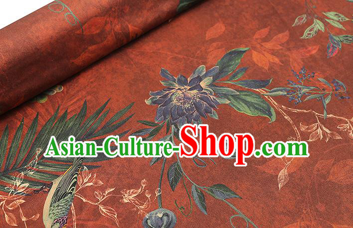 Chinese Traditional Brocade Fabric Qipao Dress Satin Classical Epiphyllum Pattern Maroon Silk Drapery Chinese Traditional Brocade Fabric Qipao Dress Satin Classical Epiphyllum Pattern Maroon Silk Drapery