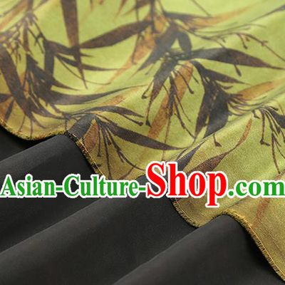 Chinese Classical Bamboo Pattern Silk Drapery Qipao Dress Gambiered Guangdong Gauze Traditional Green Brocade Fabric