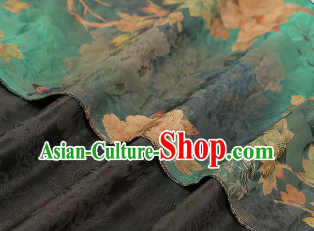 Chinese Classical Peony Pattern Green Silk Drapery Traditional Qipao Dress Gambiered Guangdong Gauze Fabric Chinese Classical Peony Pattern Green Silk Drapery Traditional Qipao Dress Gambiered Guangdong Gauze Fabric