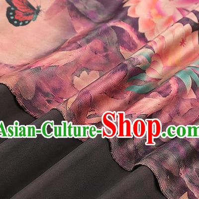 Chinese Qipao Dress Brocade Fabric Gambiered Guangdong Gauze Traditional Classical Epiphyllum Pattern Purple Silk Drapery