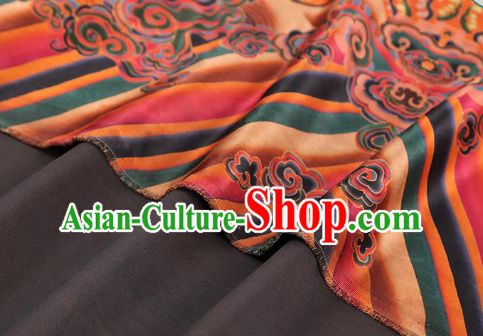 China Traditional Printing Sun Cranes Silk Fabric Cheongsam Drapery Classical Orange Gambiered Guangdong Gauze China Traditional Printing Sun Cranes Silk Fabric Cheongsam Drapery Classical Orange Gambiered Guangdong Gauze