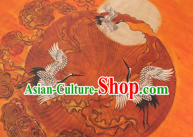 China Traditional Printing Sun Cranes Silk Fabric Cheongsam Drapery Classical Orange Gambiered Guangdong Gauze China Traditional Printing Sun Cranes Silk Fabric Cheongsam Drapery Classical Orange Gambiered Guangdong Gauze
