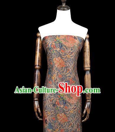 Chinese Traditional Classical Wave Fish Pattern Silk Drapery Qipao Dress Gambiered Guangdong Gauze Fabric Chinese Traditional Classical Wave Fish Pattern Silk Drapery Qipao Dress Gambiered Guangdong Gauze Fabric