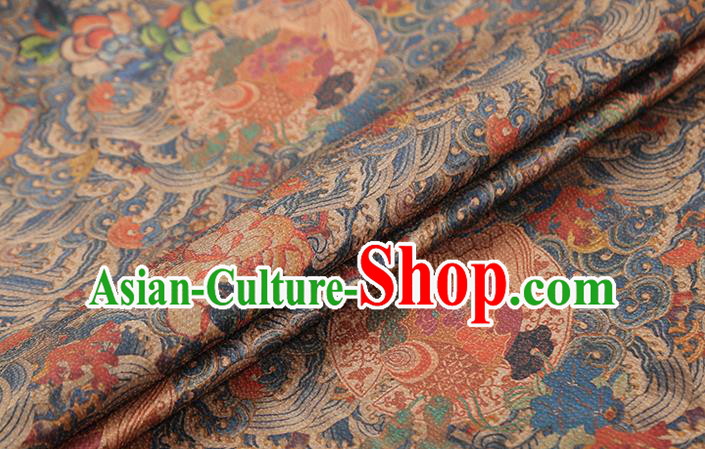Chinese Traditional Classical Wave Fish Pattern Silk Drapery Qipao Dress Gambiered Guangdong Gauze Fabric Chinese Traditional Classical Wave Fish Pattern Silk Drapery Qipao Dress Gambiered Guangdong Gauze Fabric