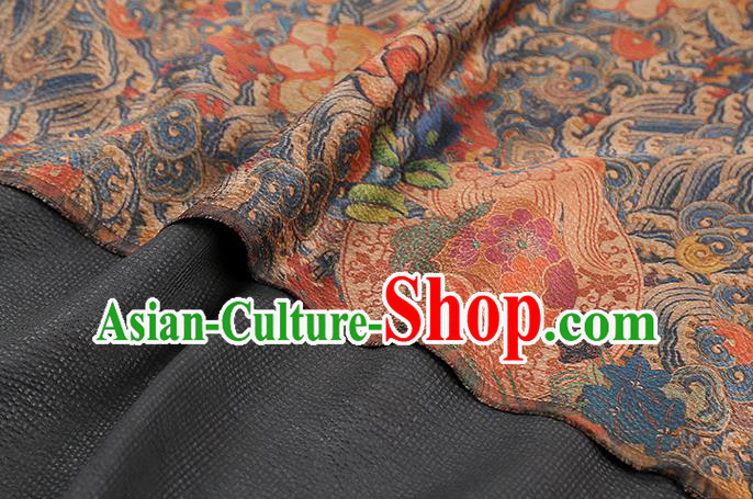 Chinese Traditional Classical Wave Fish Pattern Silk Drapery Qipao Dress Gambiered Guangdong Gauze Fabric Chinese Traditional Classical Wave Fish Pattern Silk Drapery Qipao Dress Gambiered Guangdong Gauze Fabric