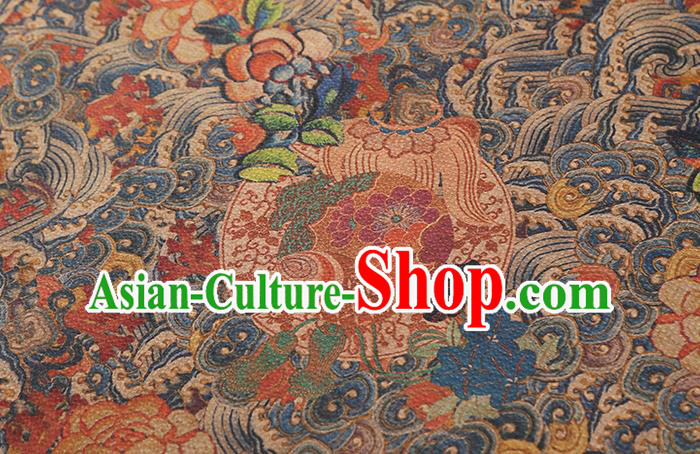 Chinese Traditional Classical Wave Fish Pattern Silk Drapery Qipao Dress Gambiered Guangdong Gauze Fabric Chinese Traditional Classical Wave Fish Pattern Silk Drapery Qipao Dress Gambiered Guangdong Gauze Fabric