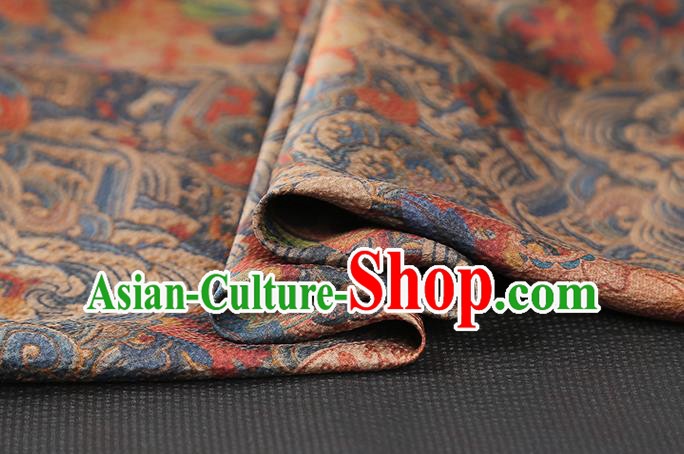 Chinese Traditional Classical Wave Fish Pattern Silk Drapery Qipao Dress Gambiered Guangdong Gauze Fabric Chinese Traditional Classical Wave Fish Pattern Silk Drapery Qipao Dress Gambiered Guangdong Gauze Fabric