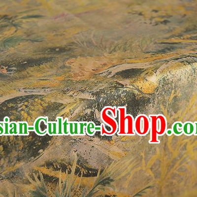 Chinese Yellow Gambiered Guangdong Gauze Traditional Qipao Dress Brocade Cloth Classical Silk Fabric