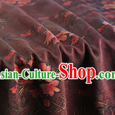Chinese Traditional Qipao Dress Maroon Brocade Cloth Classical Bamboo Leaf Pattern Silk Fabric Gambiered Guangdong Gauze