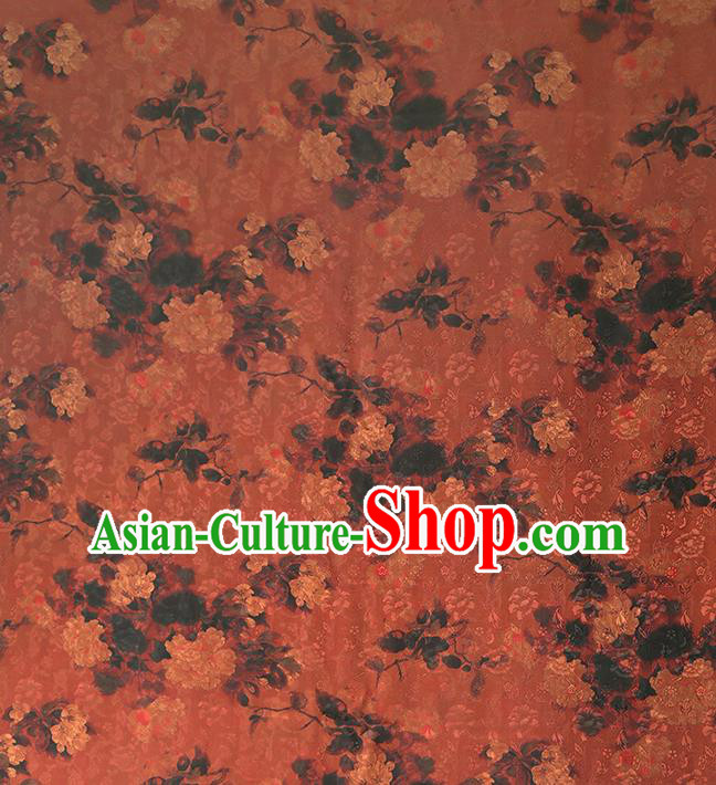 Chinese Gambiered Guangdong Gauze Traditional Qipao Dress Fabric Classical Peony Pattern Jacinth Silk Drapery Chinese Gambiered Guangdong Gauze Traditional Qipao Dress Fabric Classical Peony Pattern Jacinth Silk Drapery