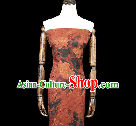 Chinese Gambiered Guangdong Gauze Traditional Qipao Dress Fabric Classical Peony Pattern Jacinth Silk Drapery Chinese Gambiered Guangdong Gauze Traditional Qipao Dress Fabric Classical Peony Pattern Jacinth Silk Drapery