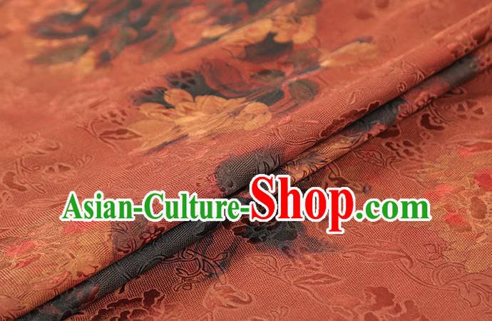 Chinese Gambiered Guangdong Gauze Traditional Qipao Dress Fabric Classical Peony Pattern Jacinth Silk Drapery Chinese Gambiered Guangdong Gauze Traditional Qipao Dress Fabric Classical Peony Pattern Jacinth Silk Drapery