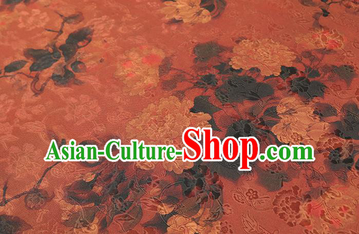 Chinese Gambiered Guangdong Gauze Traditional Qipao Dress Fabric Classical Peony Pattern Jacinth Silk Drapery Chinese Gambiered Guangdong Gauze Traditional Qipao Dress Fabric Classical Peony Pattern Jacinth Silk Drapery
