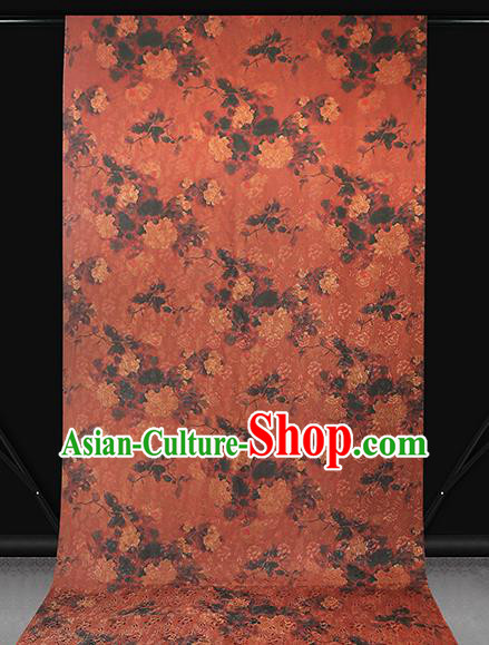Chinese Gambiered Guangdong Gauze Traditional Qipao Dress Fabric Classical Peony Pattern Jacinth Silk Drapery Chinese Gambiered Guangdong Gauze Traditional Qipao Dress Fabric Classical Peony Pattern Jacinth Silk Drapery