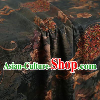 Chinese Traditional Dark Green Brocade Cloth Qipao Dress Gambiered Guangdong Gauze Classical Phoenix Pattern Silk Fabric