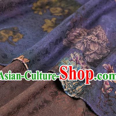 Chinese Traditional Qipao Dress Fabric Gambiered Guangdong Gauze Classical Peony Pattern Purple Silk Drapery