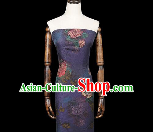 Chinese Traditional Qipao Dress Fabric Gambiered Guangdong Gauze Classical Peony Pattern Purple Silk Drapery Chinese Traditional Qipao Dress Fabric Gambiered Guangdong Gauze Classical Peony Pattern Purple Silk Drapery
