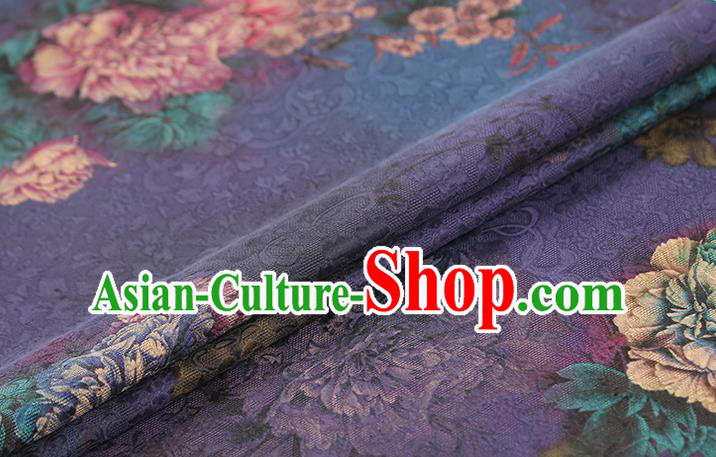 Chinese Traditional Qipao Dress Fabric Gambiered Guangdong Gauze Classical Peony Pattern Purple Silk Drapery Chinese Traditional Qipao Dress Fabric Gambiered Guangdong Gauze Classical Peony Pattern Purple Silk Drapery