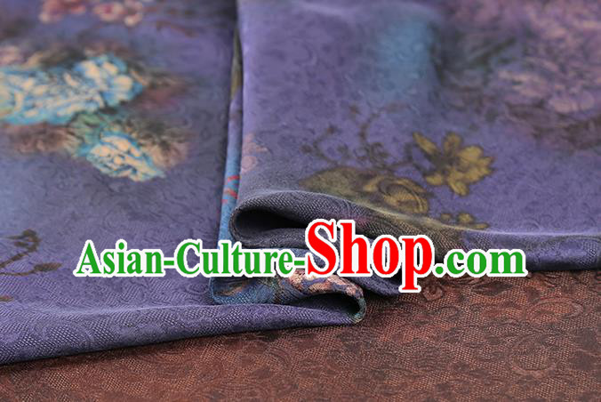 Chinese Traditional Qipao Dress Fabric Gambiered Guangdong Gauze Classical Peony Pattern Purple Silk Drapery Chinese Traditional Qipao Dress Fabric Gambiered Guangdong Gauze Classical Peony Pattern Purple Silk Drapery