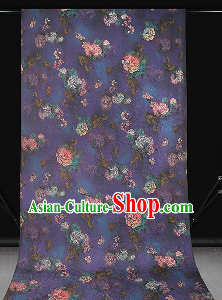 Chinese Traditional Qipao Dress Fabric Gambiered Guangdong Gauze Classical Peony Pattern Purple Silk Drapery Chinese Traditional Qipao Dress Fabric Gambiered Guangdong Gauze Classical Peony Pattern Purple Silk Drapery