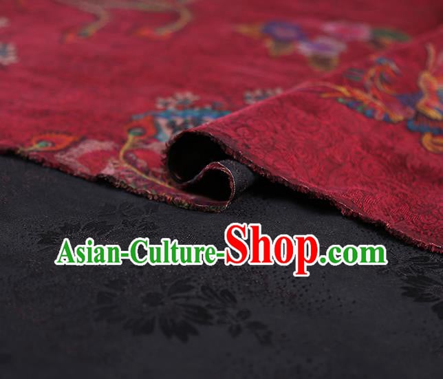 Chinese Traditional Phoenix Peony Pattern Red Silk Fabric Classical Qipao Dress Gambiered Guangdong Gauze Chinese Traditional Phoenix Peony Pattern Red Silk Fabric Classical Qipao Dress Gambiered Guangdong Gauze
