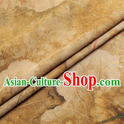 Chinese Classical Lotus Pattern Silk Fabric Traditional Brocade Cloth Qipao Dress Ginger Gambiered Guangdong Gauze