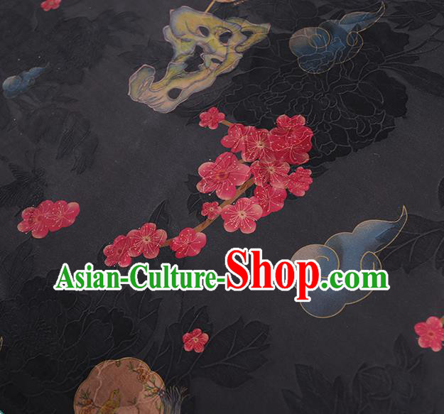Chinese Traditional Cheongsam Silk Fabric Classical Black Gambiered Guangdong Gauze Material Chinese Traditional Cheongsam Silk Fabric Classical Black Gambiered Guangdong Gauze Material