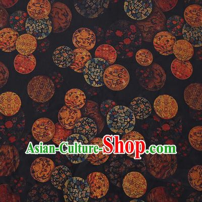 Chinese Traditional Cheongsam Gambiered Guangdong Gauze Material Classical Dragon Pattern Black Silk Fabric