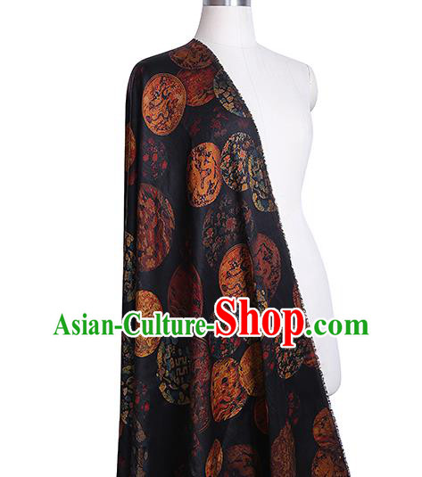 Chinese Traditional Cheongsam Gambiered Guangdong Gauze Material Classical Dragon Pattern Black Silk Fabric Chinese Traditional Cheongsam Gambiered Guangdong Gauze Material Classical Dragon Pattern Black Silk Fabric