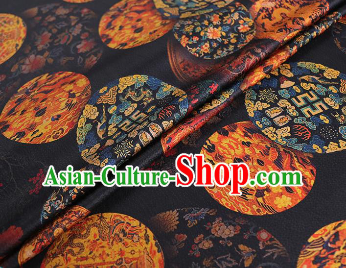 Chinese Traditional Cheongsam Gambiered Guangdong Gauze Material Classical Dragon Pattern Black Silk Fabric Chinese Traditional Cheongsam Gambiered Guangdong Gauze Material Classical Dragon Pattern Black Silk Fabric