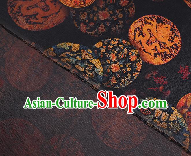 Chinese Traditional Cheongsam Gambiered Guangdong Gauze Material Classical Dragon Pattern Black Silk Fabric Chinese Traditional Cheongsam Gambiered Guangdong Gauze Material Classical Dragon Pattern Black Silk Fabric