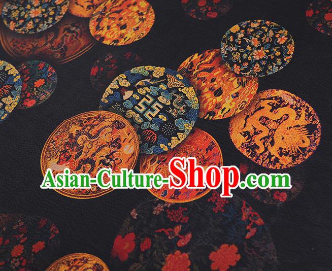 Chinese Traditional Cheongsam Gambiered Guangdong Gauze Material Classical Dragon Pattern Black Silk Fabric Chinese Traditional Cheongsam Gambiered Guangdong Gauze Material Classical Dragon Pattern Black Silk Fabric