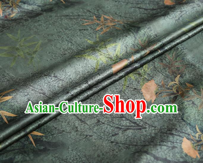 Chinese Traditional Cheongsam Green Gambiered Guangdong Gauze Material Classical Bamboo Leaf Pattern Silk Fabric Chinese Traditional Cheongsam Green Gambiered Guangdong Gauze Material Classical Bamboo Leaf Pattern Silk Fabric