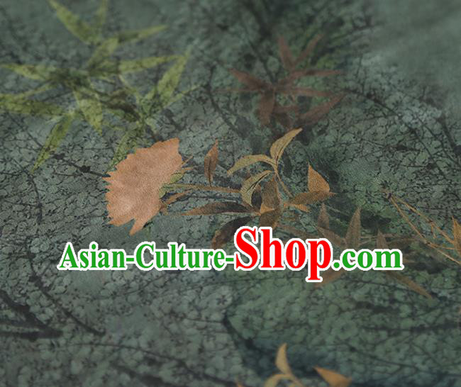 Chinese Traditional Cheongsam Green Gambiered Guangdong Gauze Material Classical Bamboo Leaf Pattern Silk Fabric Chinese Traditional Cheongsam Green Gambiered Guangdong Gauze Material Classical Bamboo Leaf Pattern Silk Fabric
