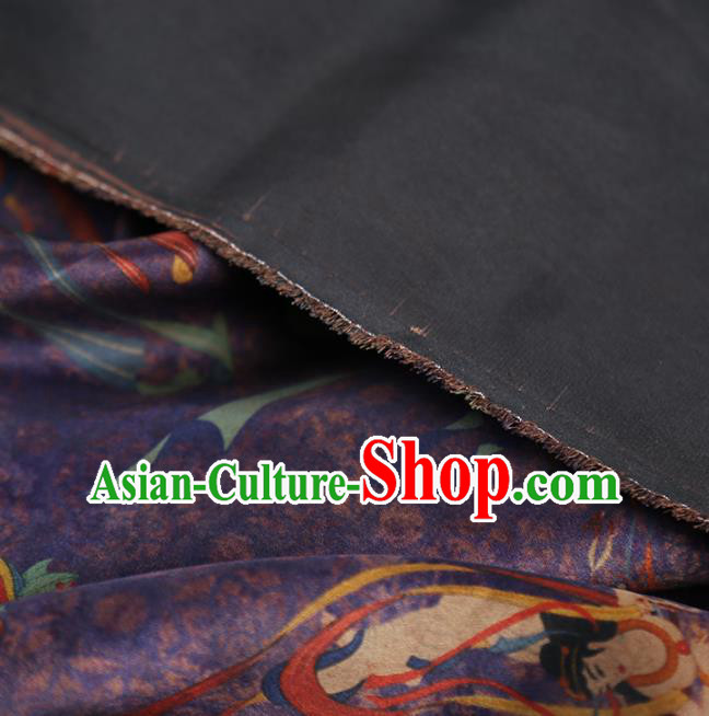 Chinese Classical Flying Goddess Pattern Silk Fabric Traditional Cheongsam Purple Brocade Material Chinese Classical Flying Goddess Pattern Silk Fabric Traditional Cheongsam Purple Brocade Material