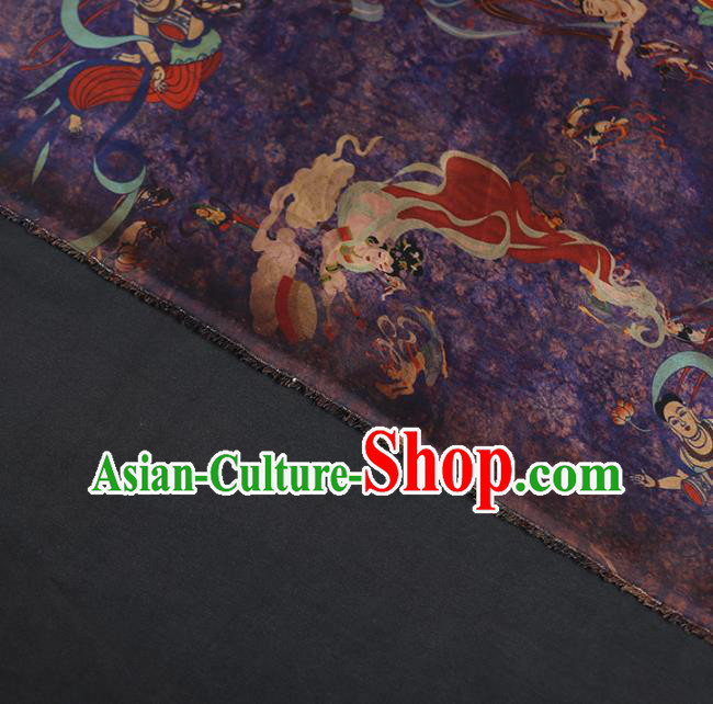Chinese Classical Flying Goddess Pattern Silk Fabric Traditional Cheongsam Purple Brocade Material Chinese Classical Flying Goddess Pattern Silk Fabric Traditional Cheongsam Purple Brocade Material